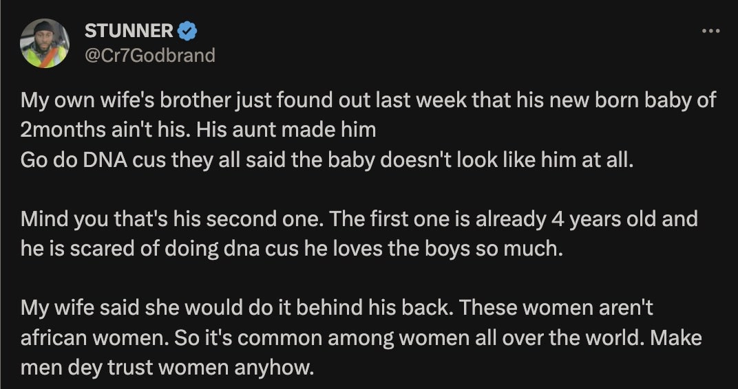 DNA result of newborn baby leaves man devastated after being forced by sister